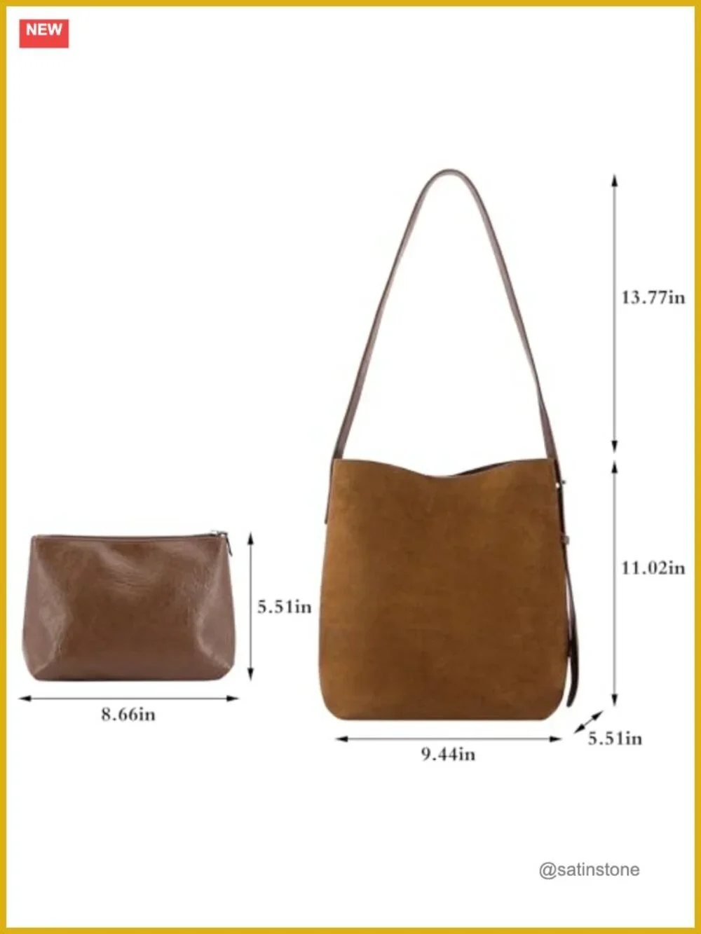 Large Suede Hobo Bag Magnetic Closure Shoulder Tote